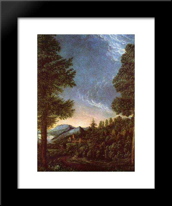 Danube Landscape Near Regensburg With Scheuchenberg 20x24 Black Modern Wood Framed Art Print Poster by Altdorfer, Albrecht