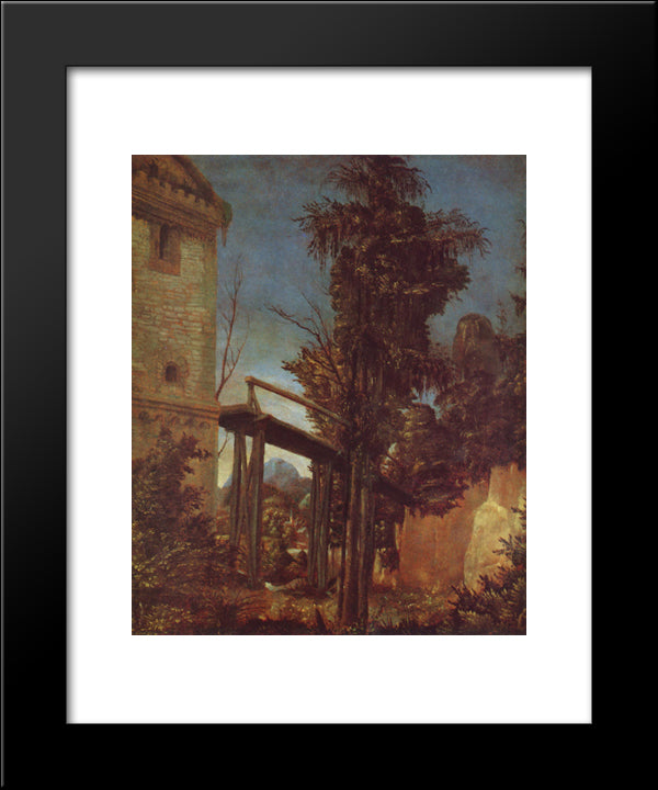 Landscape With A Footbridge 20x24 Black Modern Wood Framed Art Print Poster by Altdorfer, Albrecht