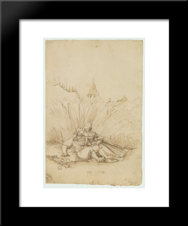 Lovers In A Hay Field 20x24 Black Modern Wood Framed Art Print Poster by Altdorfer, Albrecht
