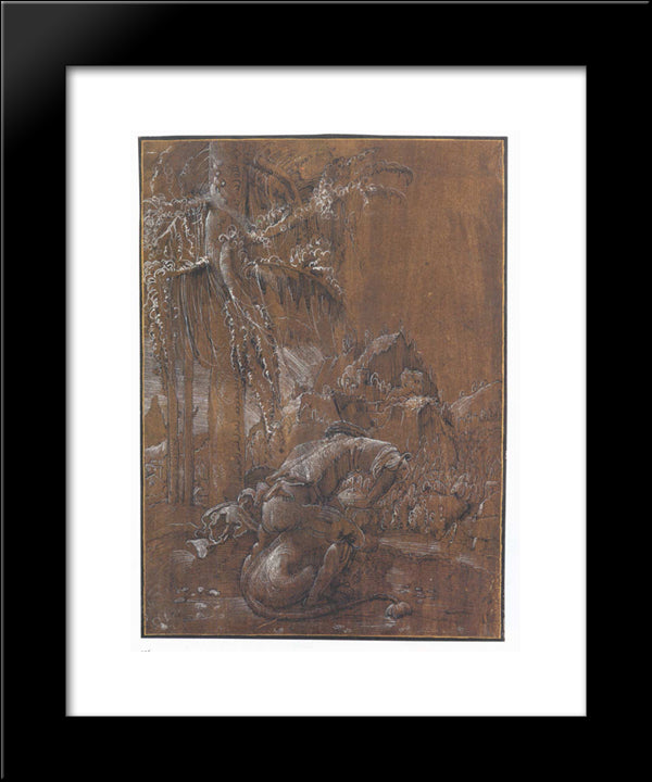 Samson And The Lion 20x24 Black Modern Wood Framed Art Print Poster by Altdorfer, Albrecht