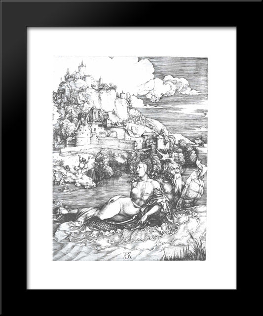 A Sea Monster Bearing Away A Princess 20x24 Black Modern Wood Framed Art Print Poster by Durer, Albrecht