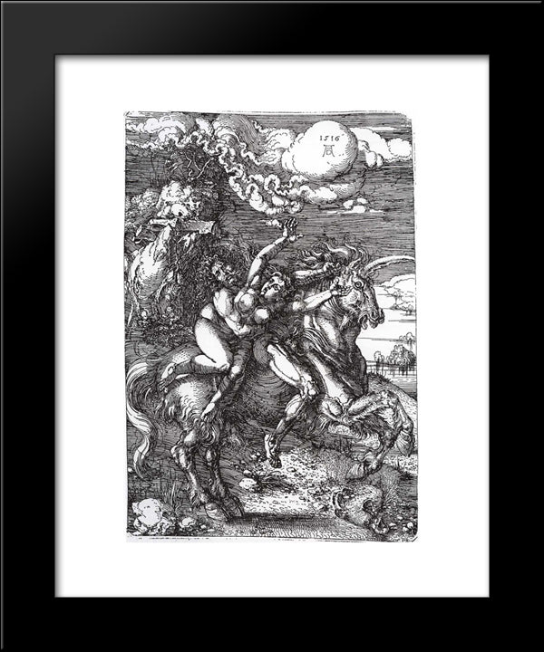 Abduction Of Proserpine On A Unicorn  20x24 Black Modern Wood Framed Art Print Poster by Durer, Albrecht