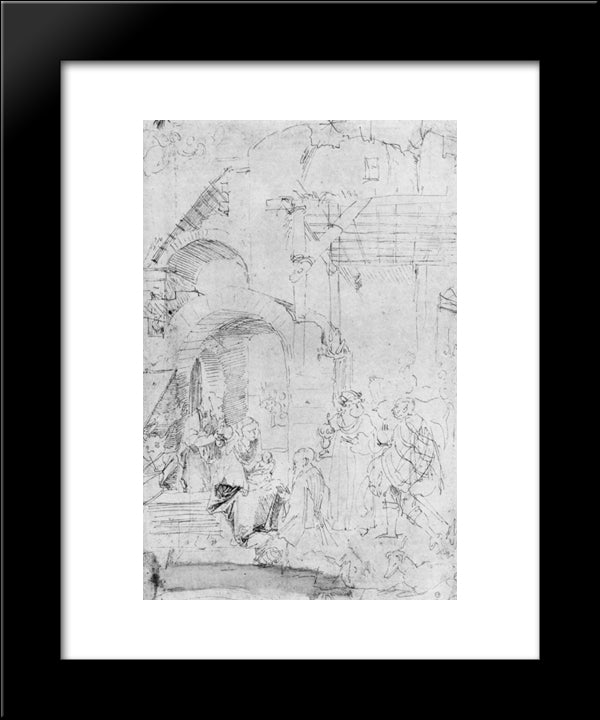Adoration Of The Magi 20x24 Black Modern Wood Framed Art Print Poster by Durer, Albrecht