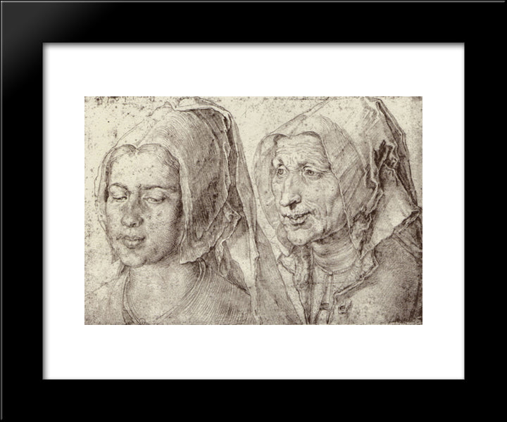 An Young And Old Woman From Bergen Op Zoom 20x24 Black Modern Wood Framed Art Print Poster by Durer, Albrecht