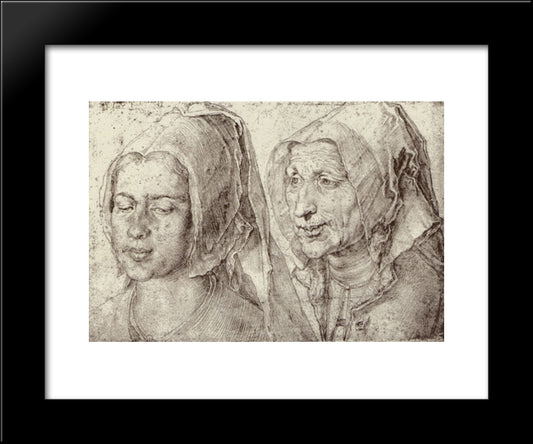 An Young And Old Woman From Bergen Op Zoom 20x24 Black Modern Wood Framed Art Print Poster by Durer, Albrecht