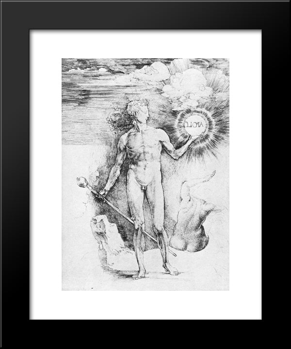 Apollo With The Solar Disc 20x24 Black Modern Wood Framed Art Print Poster by Durer, Albrecht