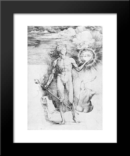 Apollo With The Solar Disc 20x24 Black Modern Wood Framed Art Print Poster by Durer, Albrecht
