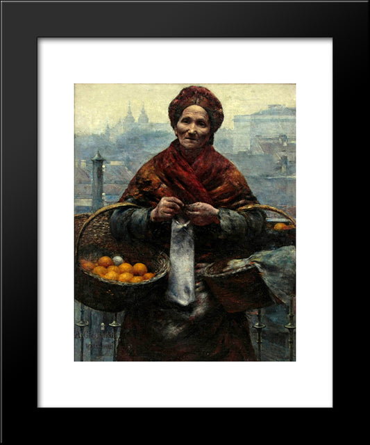 Jewish Woman Selling Oranges 20x24 Black Modern Wood Framed Art Print Poster by Gierymski, Aleksander