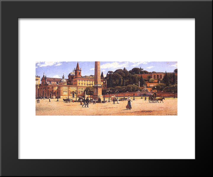 Piazza Del Popolo W Rzymie 20x24 Black Modern Wood Framed Art Print Poster by Gierymski, Aleksander