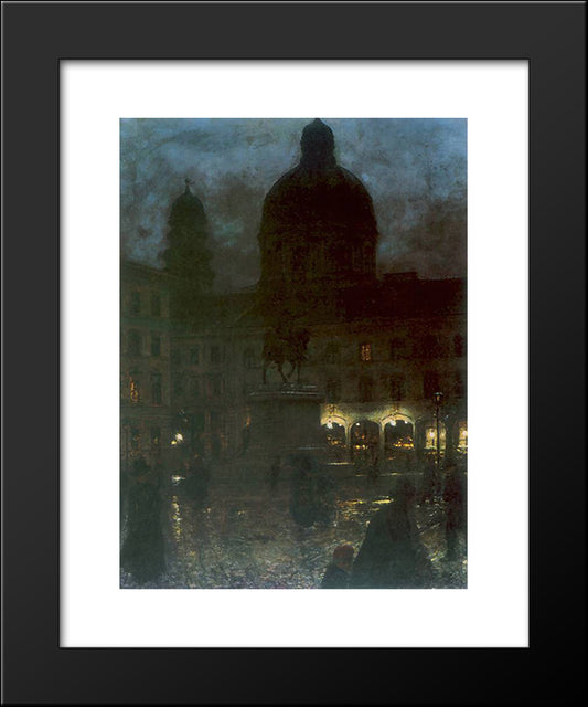 Plac Wittelsbachow W Monachium 20x24 Black Modern Wood Framed Art Print Poster by Gierymski, Aleksander