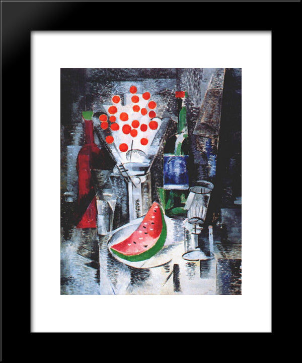 Still Life, Bowl Of Cherries 20x24 Black Modern Wood Framed Art Print Poster by Ekster, Aleksandra