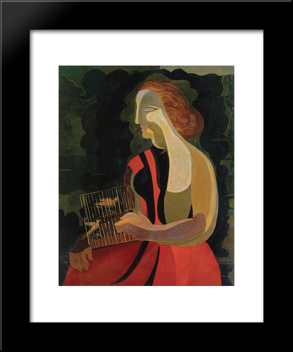 Woman With Birds 20x24 Black Modern Wood Framed Art Print Poster by Ekster, Aleksandra