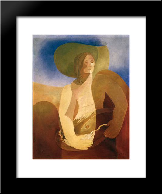 Woman With Fish 20x24 Black Modern Wood Framed Art Print Poster by Ekster, Aleksandra