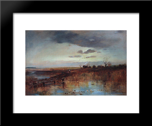Autumn. Village Near The Stream 20x24 Black Modern Wood Framed Art Print Poster by Savrasov, Aleksey