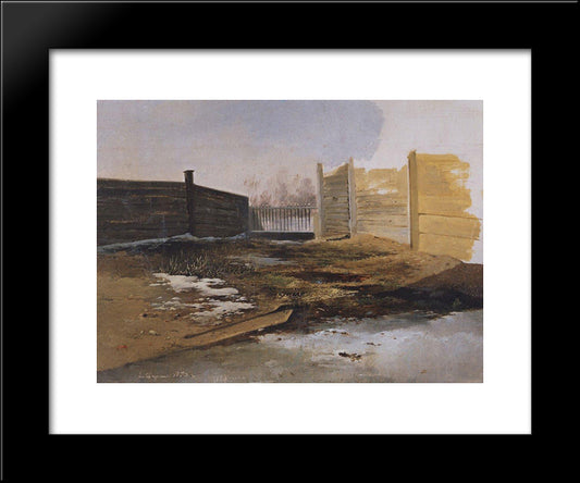 Courtyard. Spring. 20x24 Black Modern Wood Framed Art Print Poster by Savrasov, Aleksey