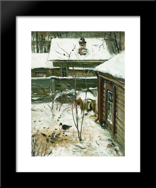 Courtyard. Winter. 20x24 Black Modern Wood Framed Art Print Poster by Savrasov, Aleksey