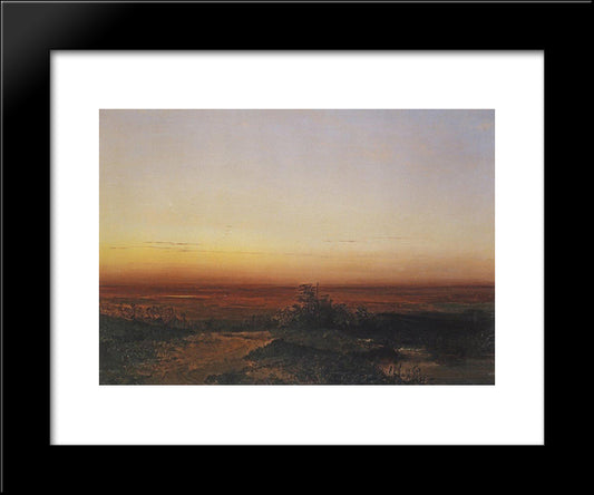 Dawn In The Desert 20x24 Black Modern Wood Framed Art Print Poster by Savrasov, Aleksey