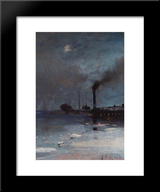 Drifting Of Ice 20x24 Black Modern Wood Framed Art Print Poster by Savrasov, Aleksey