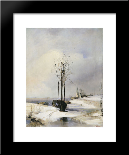 Early Spring. Thaw 20x24 Black Modern Wood Framed Art Print Poster by Savrasov, Aleksey