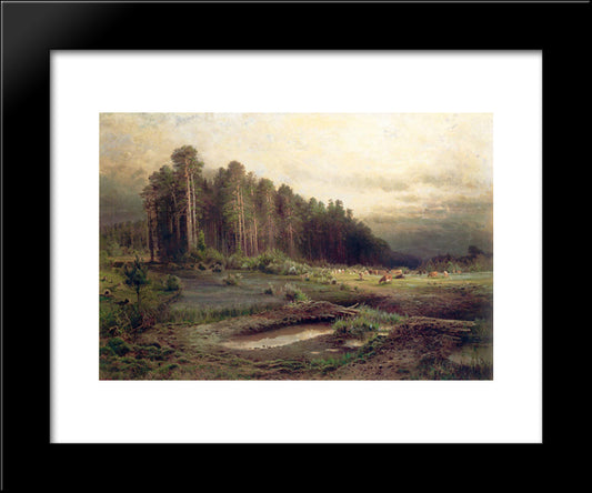 Elk Island In Sokolniki 20x24 Black Modern Wood Framed Art Print Poster by Savrasov, Aleksey