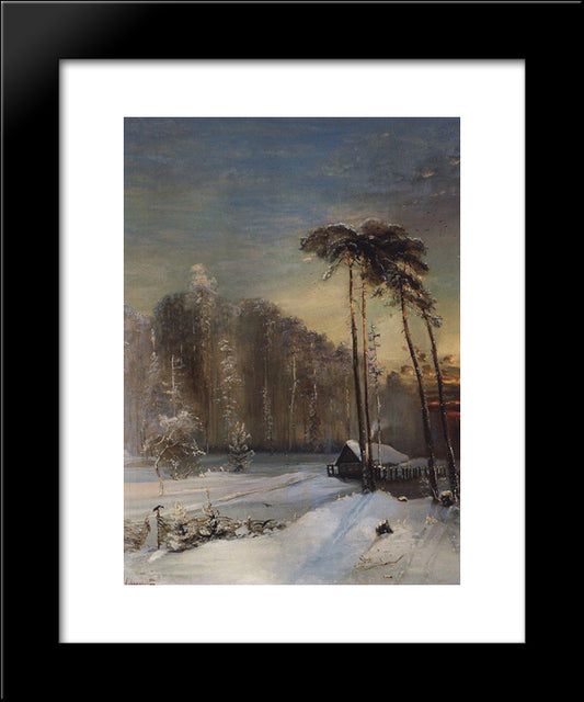 Forest In The Frost 20x24 Black Modern Wood Framed Art Print Poster by Savrasov, Aleksey