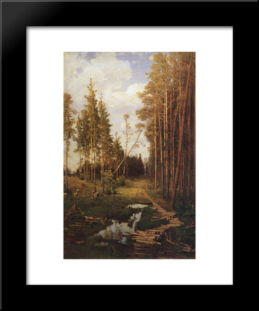 Glade In A Pine Forest 20x24 Black Modern Wood Framed Art Print Poster by Savrasov, Aleksey