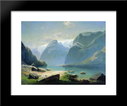 Lake In The Swiss Mountains 20x24 Black Modern Wood Framed Art Print Poster by Savrasov, Aleksey