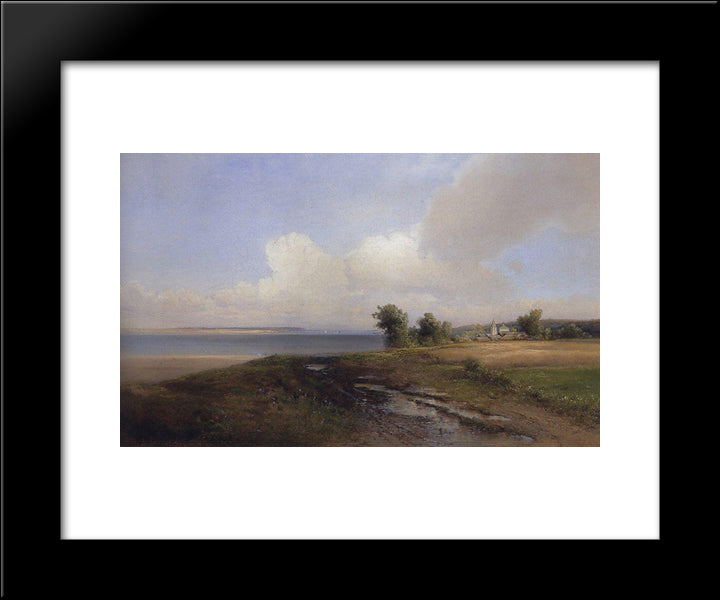 Landscape. Bank Of The Volga 20x24 Black Modern Wood Framed Art Print Poster by Savrasov, Aleksey