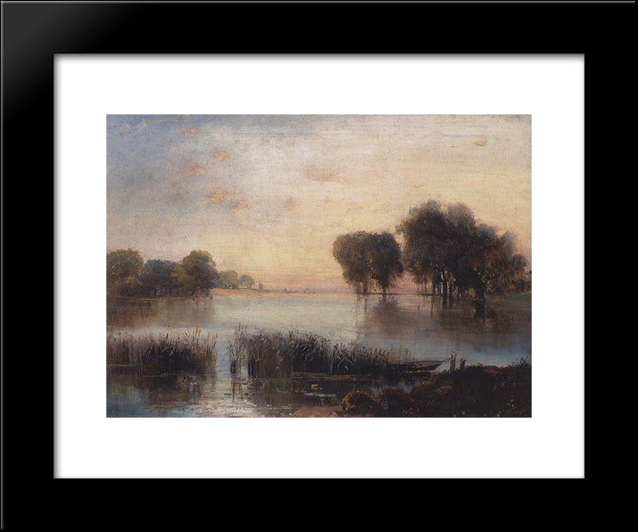 Landscape With A River 20x24 Black Modern Wood Framed Art Print Poster by Savrasov, Aleksey