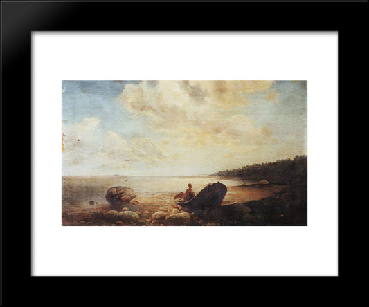 Landscape With Boat 20x24 Black Modern Wood Framed Art Print Poster by Savrasov, Aleksey