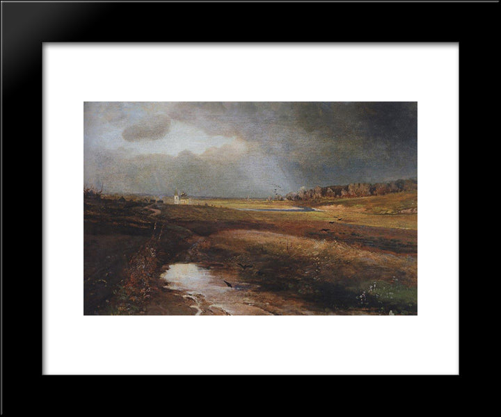 Landscape With Church 20x24 Black Modern Wood Framed Art Print Poster by Savrasov, Aleksey