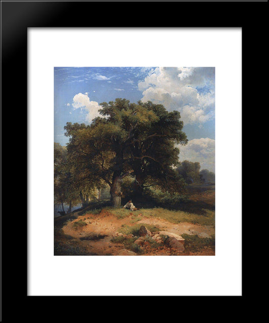 Landscape With Oak Trees And Shepherd 20x24 Black Modern Wood Framed Art Print Poster by Savrasov, Aleksey