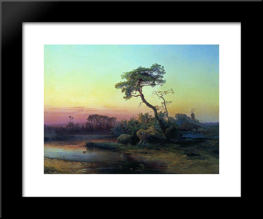 Landscape With Pine 20x24 Black Modern Wood Framed Art Print Poster by Savrasov, Aleksey