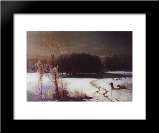 Landscape With Wolves 20x24 Black Modern Wood Framed Art Print Poster by Savrasov, Aleksey