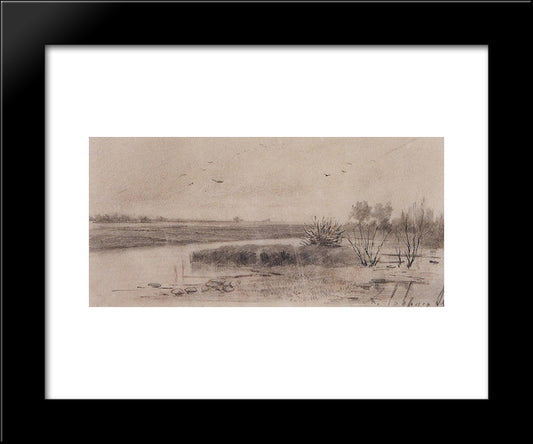 Marshy River 20x24 Black Modern Wood Framed Art Print Poster by Savrasov, Aleksey