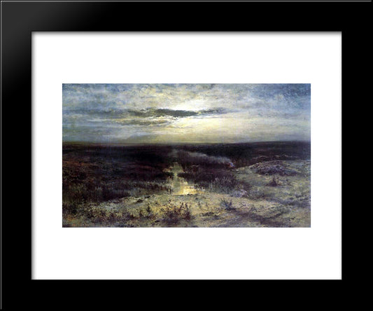 Moonlit Night. Marsh 20x24 Black Modern Wood Framed Art Print Poster by Savrasov, Aleksey