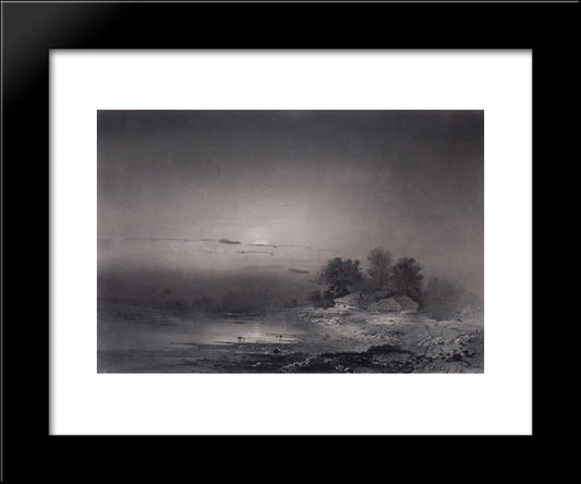 Moonlit Night 20x24 Black Modern Wood Framed Art Print Poster by Savrasov, Aleksey