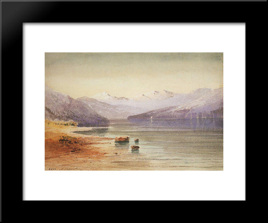 Mountain Lake. Switzerland 20x24 Black Modern Wood Framed Art Print Poster by Savrasov, Aleksey