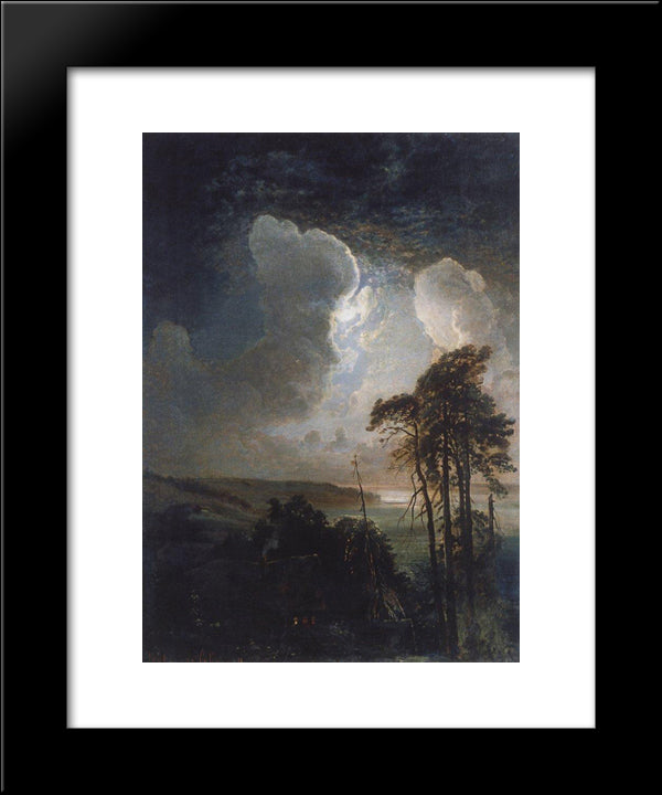 Night On The Sparrow Hills 20x24 Black Modern Wood Framed Art Print Poster by Savrasov, Aleksey