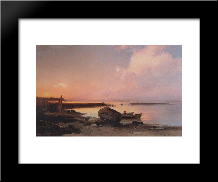 Sea Shore In The Vicinity Oranienbaum 20x24 Black Modern Wood Framed Art Print Poster by Savrasov, Aleksey