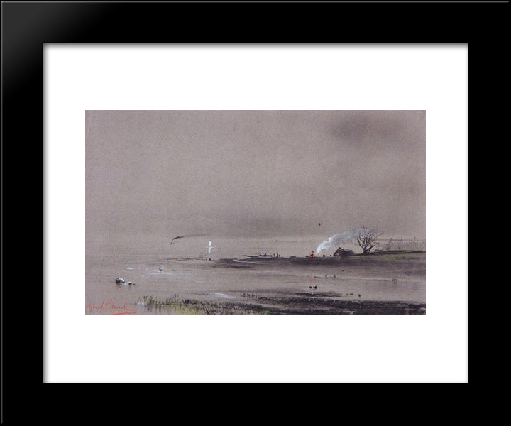 Spassky Backwater On The Volga 20x24 Black Modern Wood Framed Art Print Poster by Savrasov, Aleksey