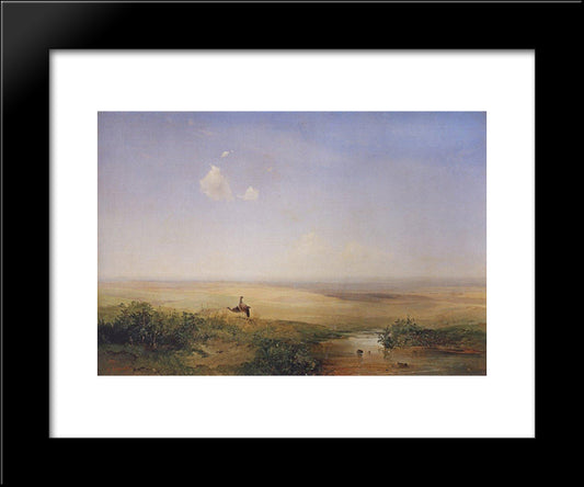 Steppe Day 20x24 Black Modern Wood Framed Art Print Poster by Savrasov, Aleksey