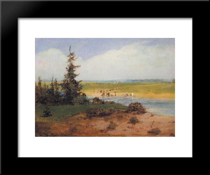 Summer Landscape 20x24 Black Modern Wood Framed Art Print Poster by Savrasov, Aleksey