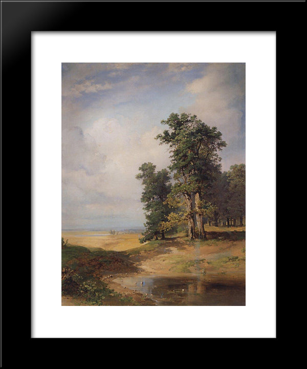 Summer Landscape With Oaks 20x24 Black Modern Wood Framed Art Print Poster by Savrasov, Aleksey