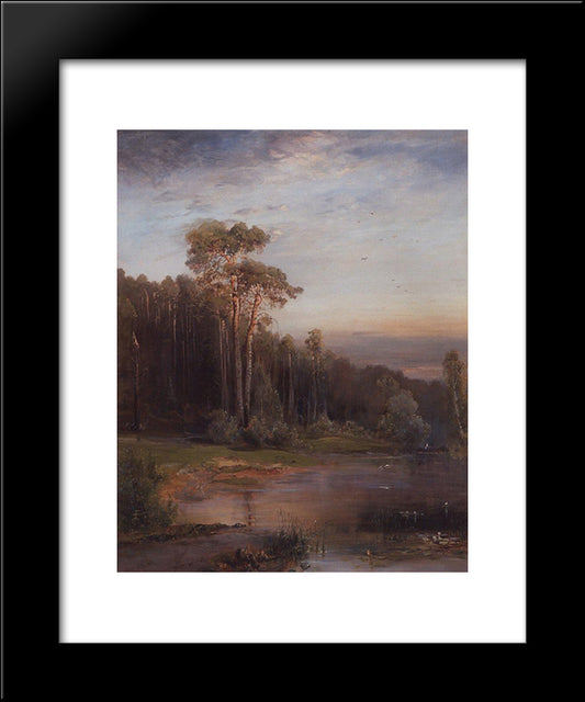 Summer Landscape With Pine Trees Near The River 20x24 Black Modern Wood Framed Art Print Poster by Savrasov, Aleksey