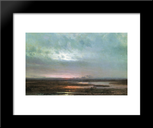 Sundown Over A Marsh 20x24 Black Modern Wood Framed Art Print Poster by Savrasov, Aleksey