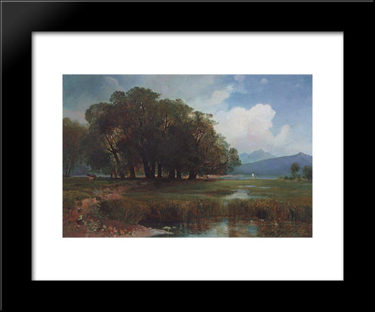 Swiss Landscape With Horses 20x24 Black Modern Wood Framed Art Print Poster by Savrasov, Aleksey