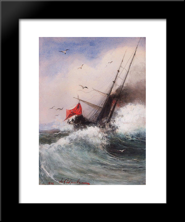 The Death Of The Ship At Sea 20x24 Black Modern Wood Framed Art Print Poster by Savrasov, Aleksey