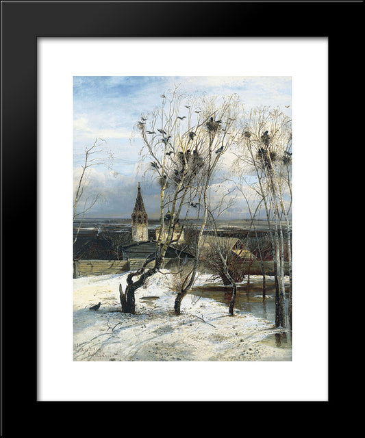 The Rooks Have Come Back 20x24 Black Modern Wood Framed Art Print Poster by Savrasov, Aleksey