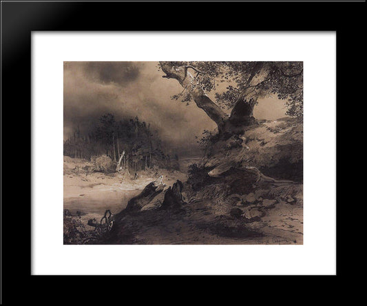 Thunderstorm 20x24 Black Modern Wood Framed Art Print Poster by Savrasov, Aleksey